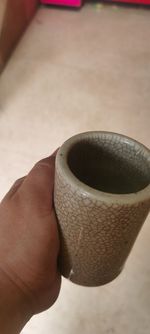 古玩陶瓷清中期哥釉筆筒拍賣，當前價格3800元