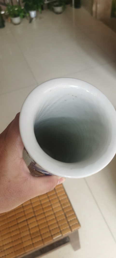 古玩陶瓷晚清花鳥紋青花花插拍賣,當前價格8000元