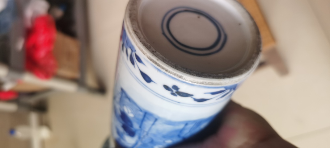 古玩陶瓷晚清花鳥紋青花花插拍賣,當前價格8000元