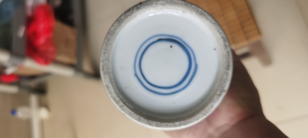 古玩陶瓷晚清花鳥紋青花花插拍賣,當前價格8000元