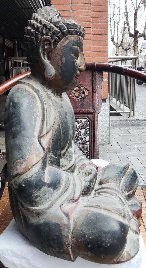 古玩雜項木雕漆金如來佛像拍賣，當前價格5688元