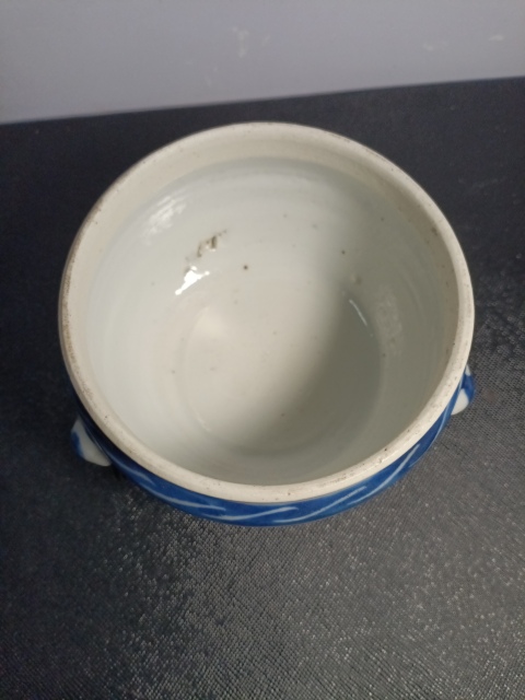 古玩陶瓷(虧出,不議價)清道咸細路青花花卉紋青花四系粥罐拍賣,當前價格3000元