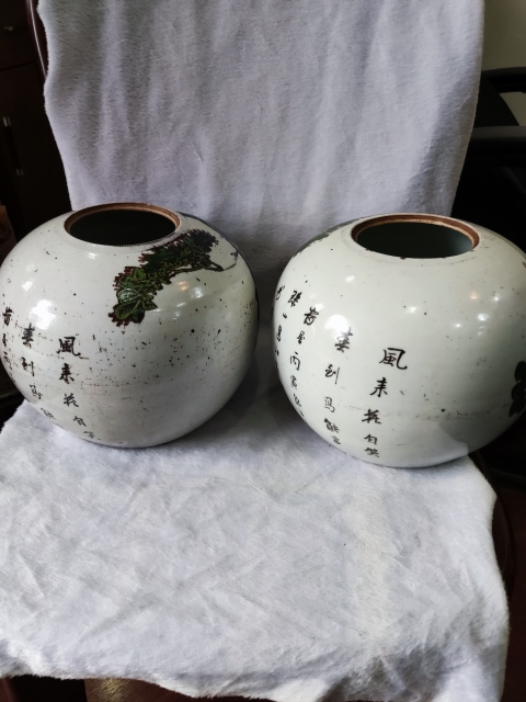 古玩陶瓷民國花鳥紋淺絳彩西瓜罐拍賣,當前價格6888元