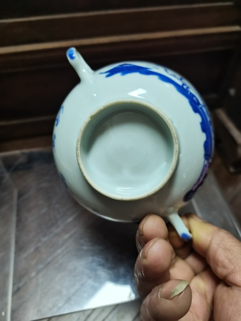 古玩陶瓷清晚期青花亭臺山水紋雙耳杯拍賣，當前價格3000元