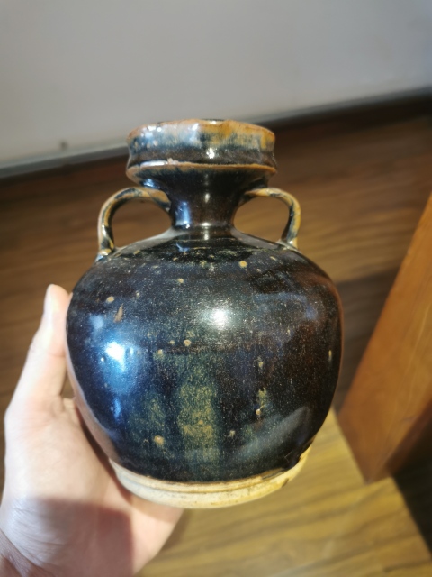 古玩陶瓷明清?黑釉雙系流口壺拍賣,當(dāng)前價格777元