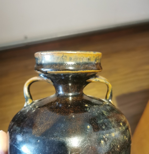 古玩陶瓷明清?黑釉雙系流口壺拍賣,當(dāng)前價格777元