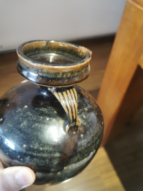 古玩陶瓷明清?黑釉雙系流口壺拍賣,當(dāng)前價格777元