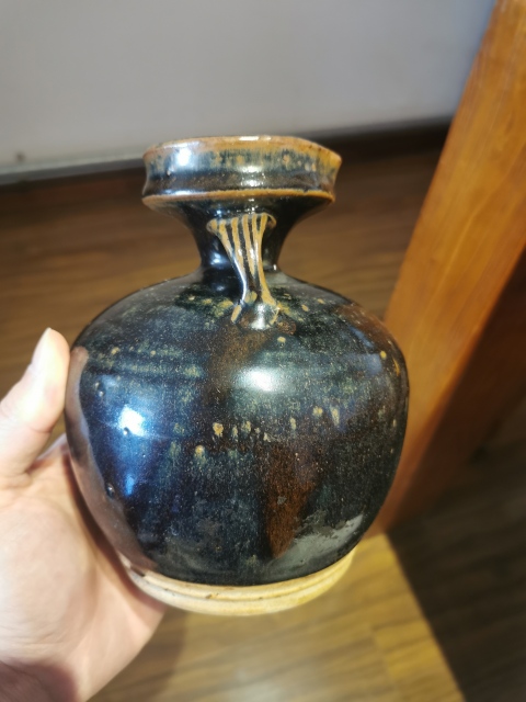 古玩陶瓷明清?黑釉雙系流口壺拍賣,當(dāng)前價格777元