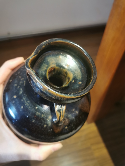 古玩陶瓷明清?黑釉雙系流口壺拍賣,當(dāng)前價格777元