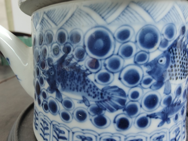 古玩陶瓷光緒青花海魚藻紋壺拍賣，當前價格2980元