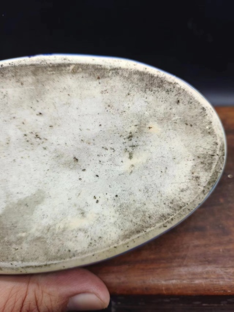 古玩陶瓷清早期青花山水紋橢圓盤拍賣,當前價格4200元
