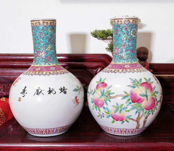 粉彩福寿紋洗 蝙蝠 桃 乾隆年製 款 中国美術 中国古玩 多寶屋】ZD64□晩清時期 粉彩折枝寿桃蝙蝠紋茶碗 珍品□（