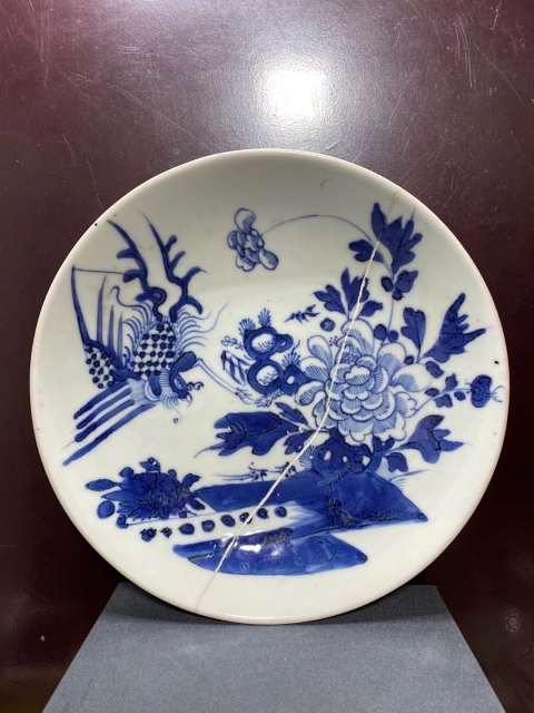 古玩陶瓷清中鳳傳牡丹花卉紋盤拍賣,當前價格880元