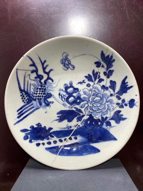 古玩陶瓷清中鳳傳牡丹花卉紋盤拍賣,當前價格880元