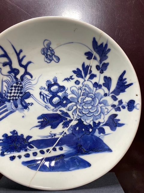 古玩陶瓷清中鳳傳牡丹花卉紋盤拍賣,當前價格880元