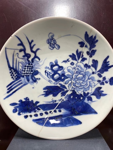 古玩陶瓷清中鳳傳牡丹花卉紋盤拍賣,當前價格880元