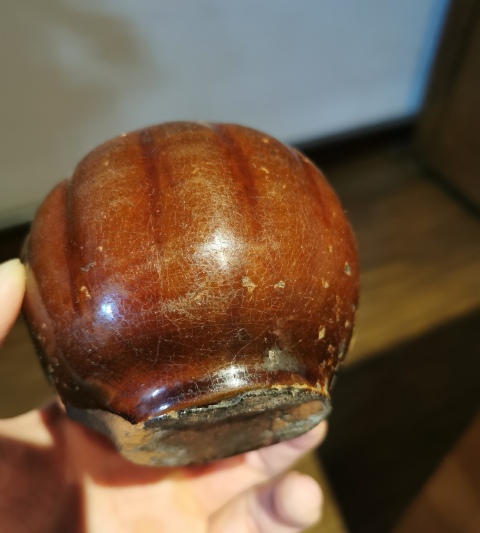 古玩陶瓷明代?褐釉瓜棱罐拍賣,當前價格666元