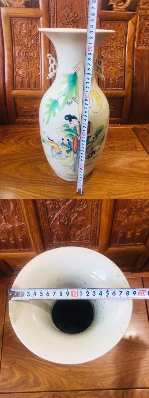 古玩陶瓷精美三娘教子詩(shī)文彩繪雙松葉耳撇口瓶拍賣(mài),當(dāng)前價(jià)格0元