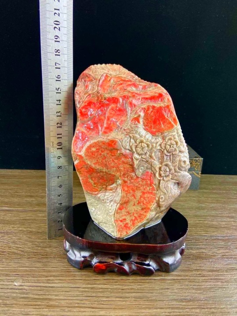 古玩玉器虧本賣！昌化雞血石擺件《花開富貴》拍賣，當前價格980元