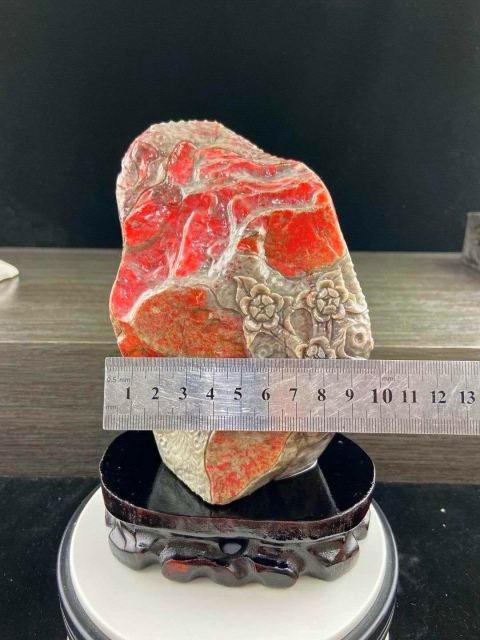 古玩玉器虧本賣！昌化雞血石擺件《花開富貴》拍賣，當前價格980元