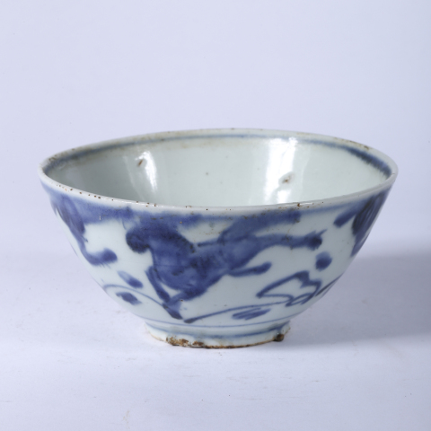 古玩陶瓷明晚·青花飛馬紋碗拍賣,當前價格13888元