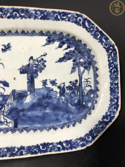 古玩陶瓷麻姑獻壽青花人物八方盤拍賣，當前價格4800元