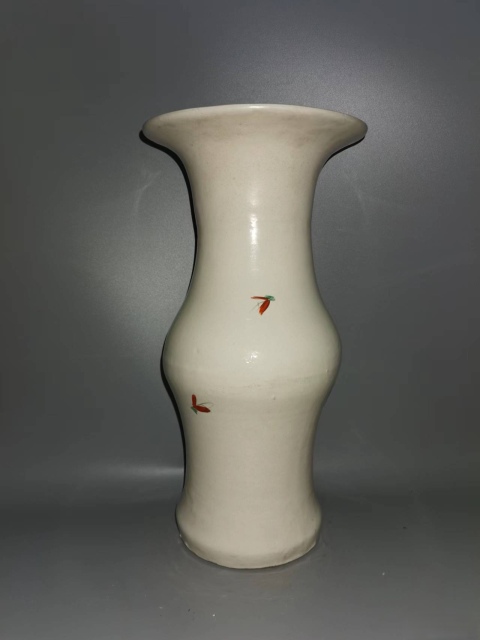 古玩陶瓷民國(guó)至解放初期粉彩松鶴圖花觚拍賣,當(dāng)前價(jià)格400元