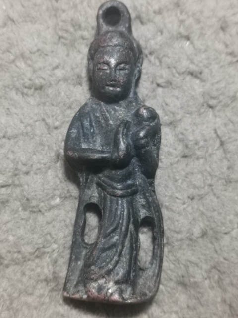 古玩雜項清代，麻姑獻(xiàn)壽，人物銅像掛件拍賣，當(dāng)前價格3333元