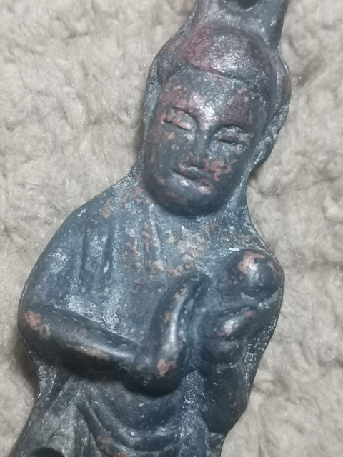 古玩雜項清代，麻姑獻(xiàn)壽，人物銅像掛件拍賣，當(dāng)前價格3333元