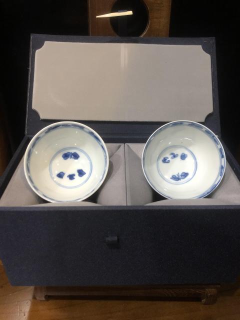 古玩陶瓷(新年放漏中)清-康熙-青花留白-花卉紋主人杯一對拍賣,當前價格1584元