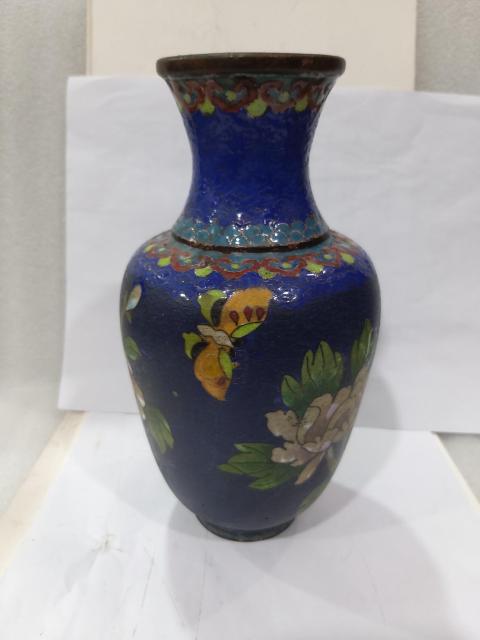 古玩雜項銅胎掐絲琺瑯彩花瓶拍賣，當前價格1128元