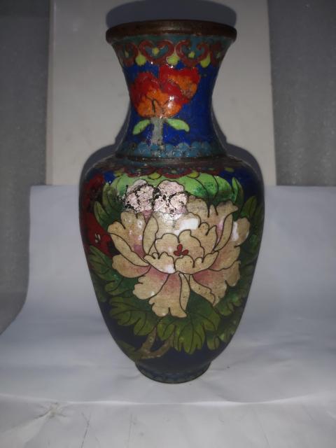 古玩雜項銅胎掐絲琺瑯彩花瓶拍賣，當前價格1128元