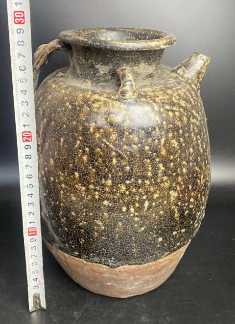 古玩陶瓷精美唐代褐釉雙系大執壺拍賣，當前價格5000元