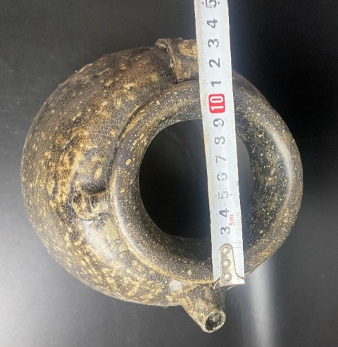古玩陶瓷精美唐代褐釉雙系大執壺拍賣，當前價格5000元