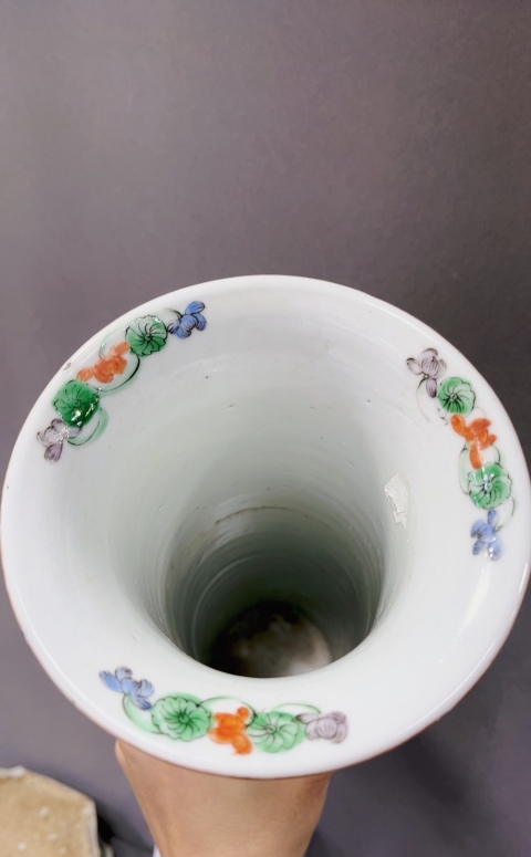 古玩陶瓷全網孤品!晚清咸豐綠廣彩人物紋廣彩冒筒!拍賣,當前價格5000元