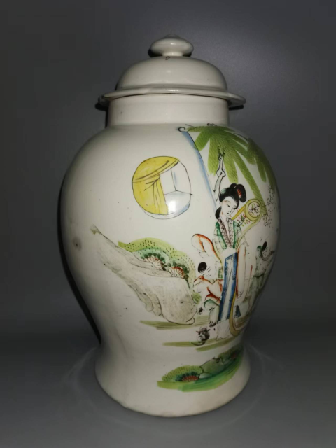 古玩陶瓷粉彩教子圖人物紋將軍罐拍賣(mài),當(dāng)前價(jià)格3600元