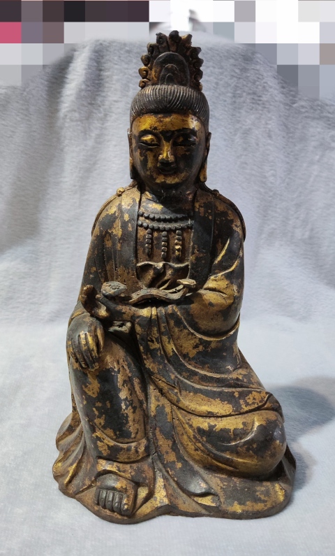 古玩雜項銅漆金觀音像拍賣,當前價格88888元
