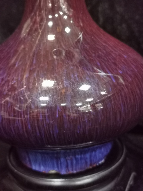 古玩陶瓷上世紀中期窯變紅釉荸薺瓶拍賣,當前價格8000元