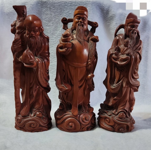古玩雜項(xiàng)(特價(jià))晚清民國(guó)精品黃楊木雕福祿壽三星拍賣,當(dāng)前價(jià)格1880元