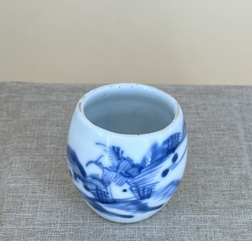 古玩陶瓷清光緒·青花山水紋鳥食罐拍賣，當前價格480元