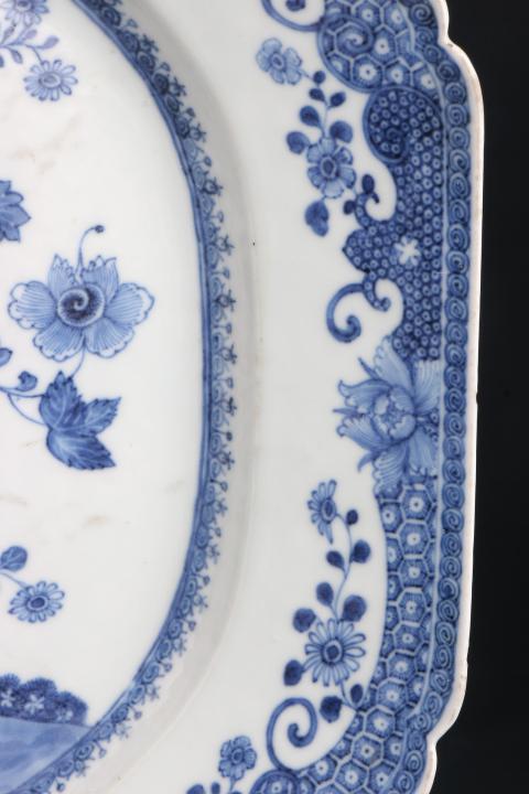 古玩陶瓷40cm全品清乾隆  青花牡丹花鳥(niǎo)圖長(zhǎng)方盤(pán)-7892拍賣(mài)，當(dāng)前價(jià)格6800元