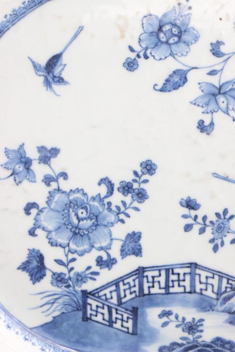 古玩陶瓷40cm全品清乾隆  青花牡丹花鳥(niǎo)圖長(zhǎng)方盤(pán)-7892拍賣(mài)，當(dāng)前價(jià)格6800元