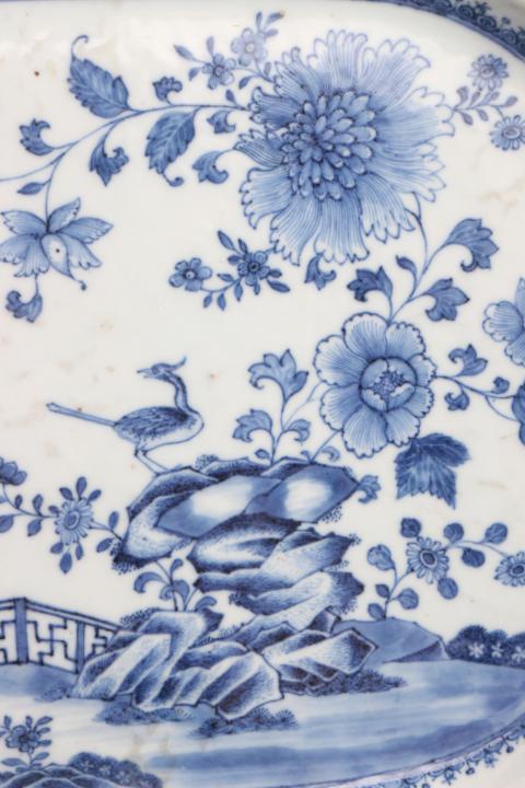 古玩陶瓷40cm全品清乾隆  青花牡丹花鳥(niǎo)圖長(zhǎng)方盤(pán)-7892拍賣(mài)，當(dāng)前價(jià)格6800元