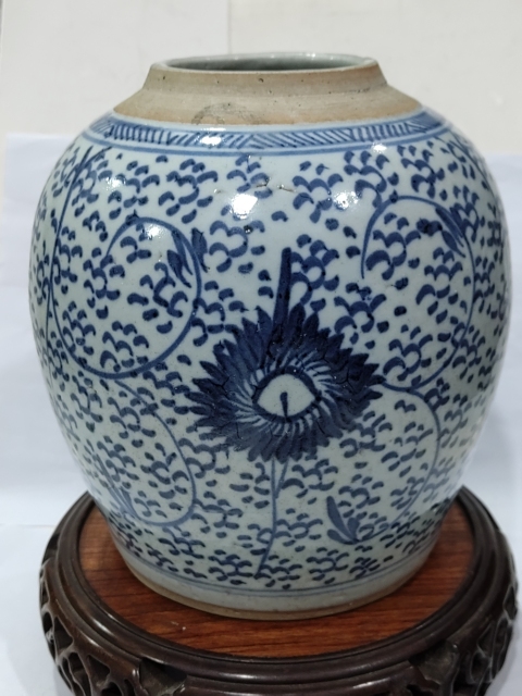 古玩陶瓷青花鳳眼紋罐拍賣，當前價格1980元