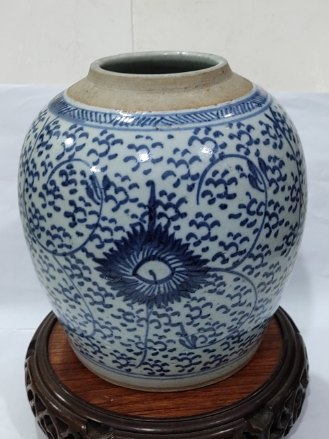 古玩陶瓷青花鳳眼紋罐拍賣，當前價格1980元