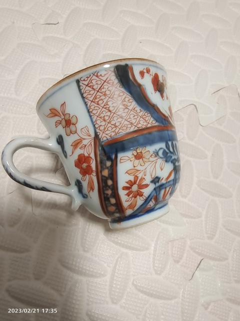 古玩陶瓷康熙礬紅描金把杯拍賣，當前價格600元