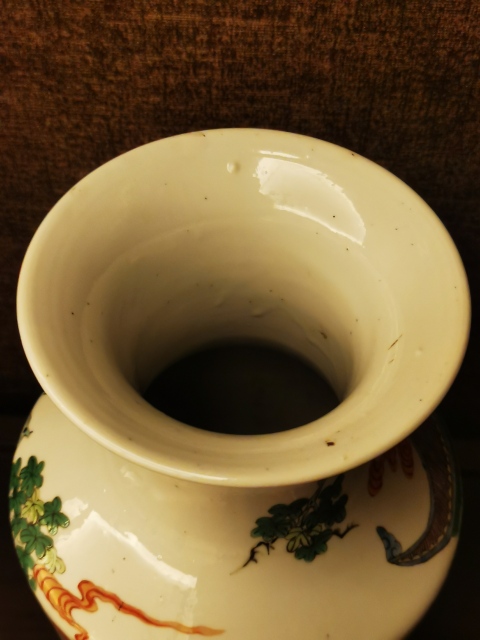 古玩陶瓷清晚期光緒五彩長亭送別棒槌瓶拍賣,當前價格12000元