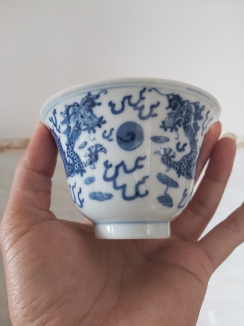 古玩陶瓷清末龍紋青花杯拍賣,當(dāng)前價(jià)格6000元