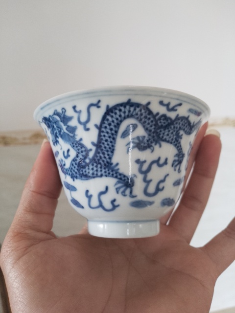 古玩陶瓷清末龍紋青花杯拍賣,當(dāng)前價(jià)格6000元