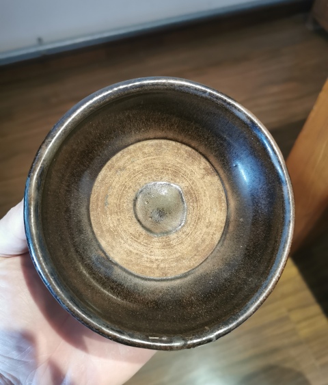 古玩陶瓷明代?窯變褐釉澀圈盞拍賣,當前價格360元